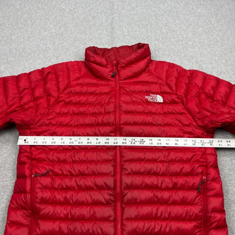 North Face Jacket Mens Large Red 800 Fill Goose Down Quilted Full Zip Puffer